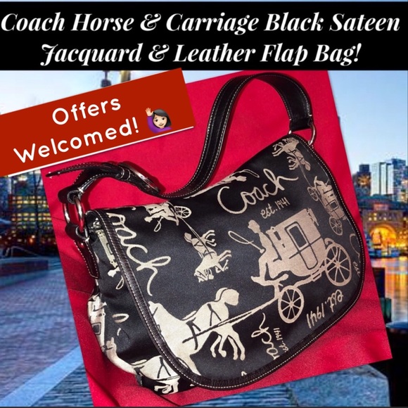 Coach Handbags - Coach Horse & Carriage Sateen Jacquard Flap Bag!